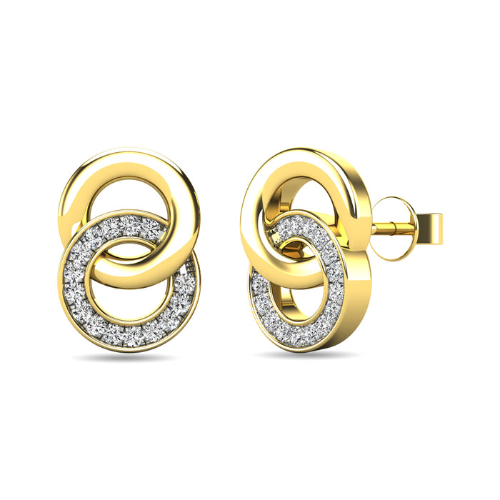 Diamond 1/10 ct tw Circle Earrings in 10K Yellow Gold