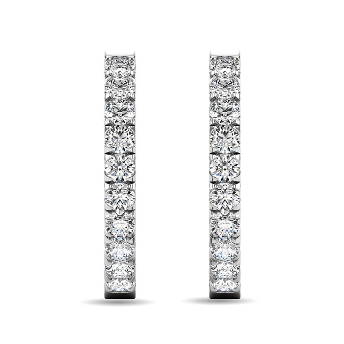 Diamond 5/8 ct tw Hoop Earrings in 10K White Gold