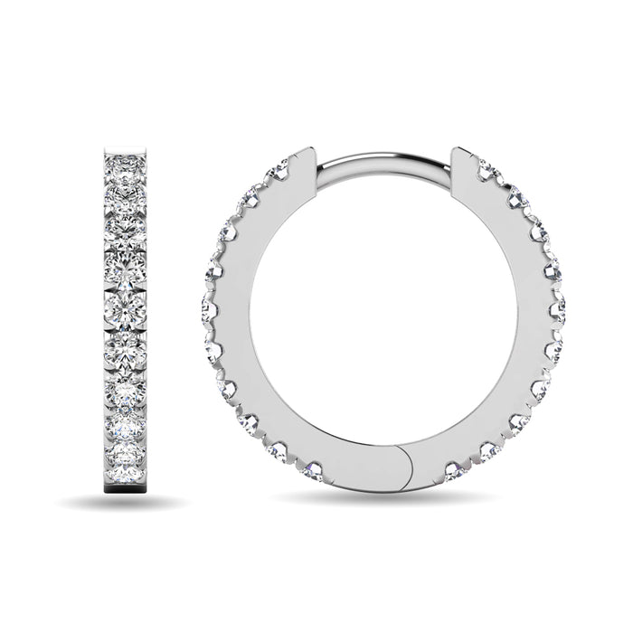 Diamond 5/8 ct tw Hoop Earrings in 10K White Gold