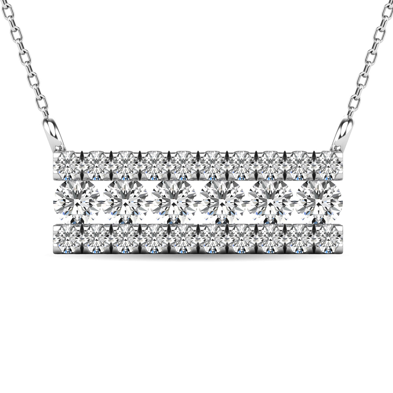 Diamond 1/4 ct tw Bar Necklace in 14K White Gold
