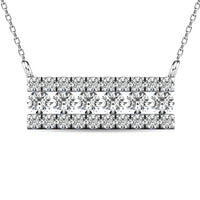 Thumbnail for Diamond 1/4 ct tw Bar Necklace in 14K White Gold