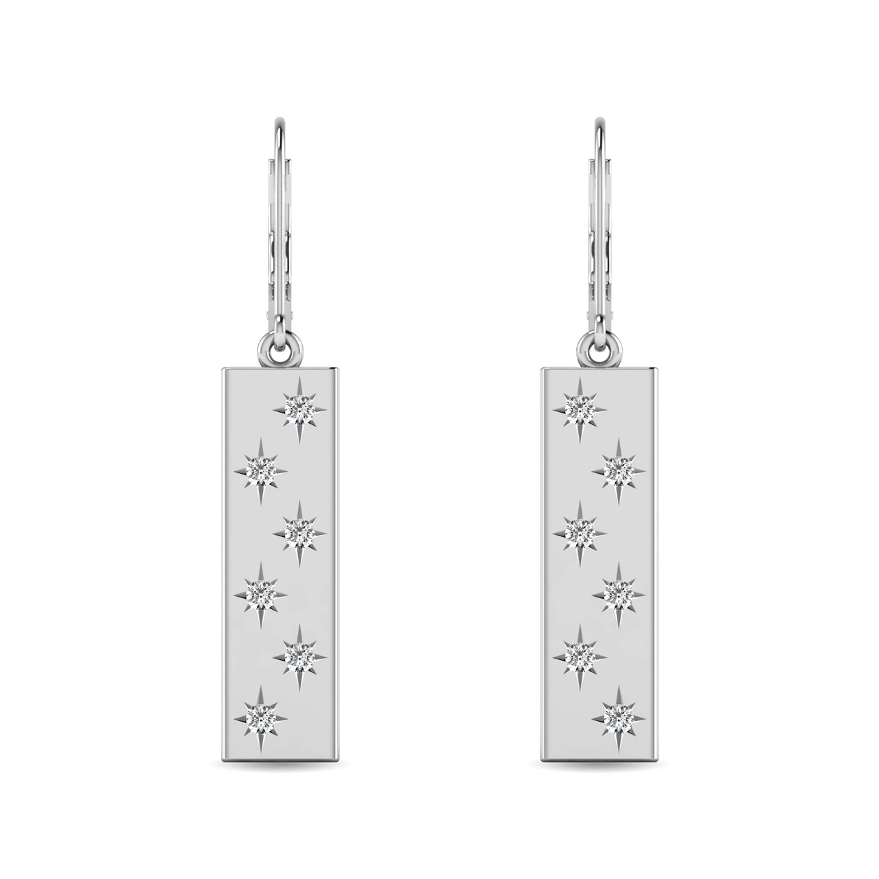 Diamond 1/5 ct tw Bar Earrings in 14K White Gold