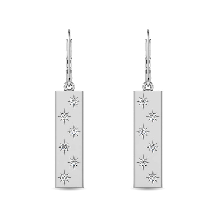 Diamond 1/5 ct tw Bar Earrings in 14K White Gold