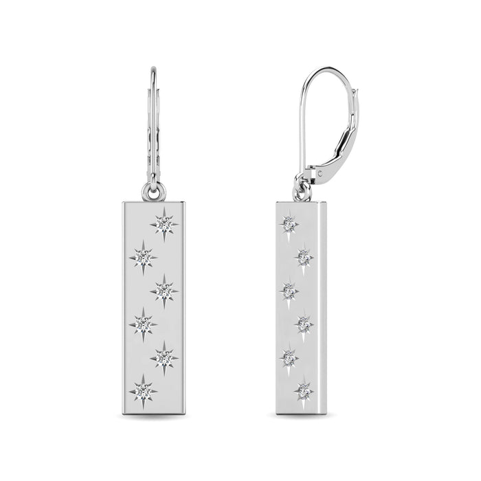 Diamond 1/5 ct tw Bar Earrings in 14K White Gold