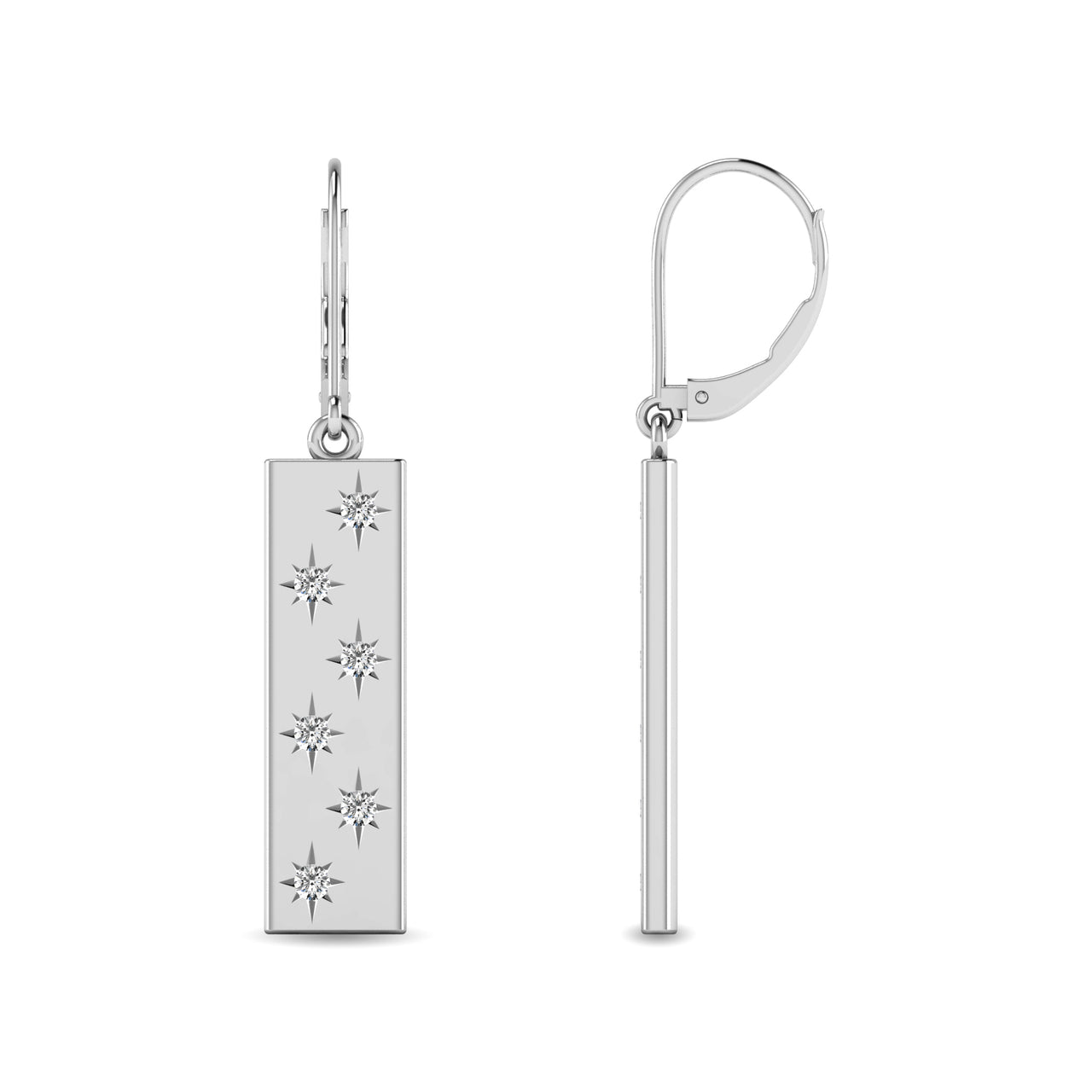 Diamond 1/5 ct tw Bar Earrings in 14K White Gold