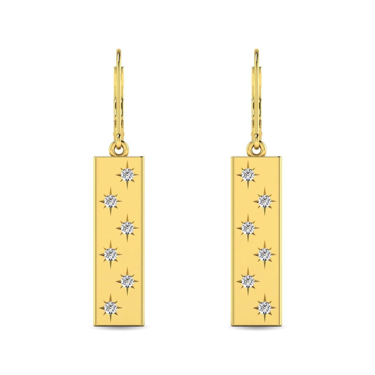 Diamond 1/5 ct tw Bar Earrings in 14K Yellow Gold