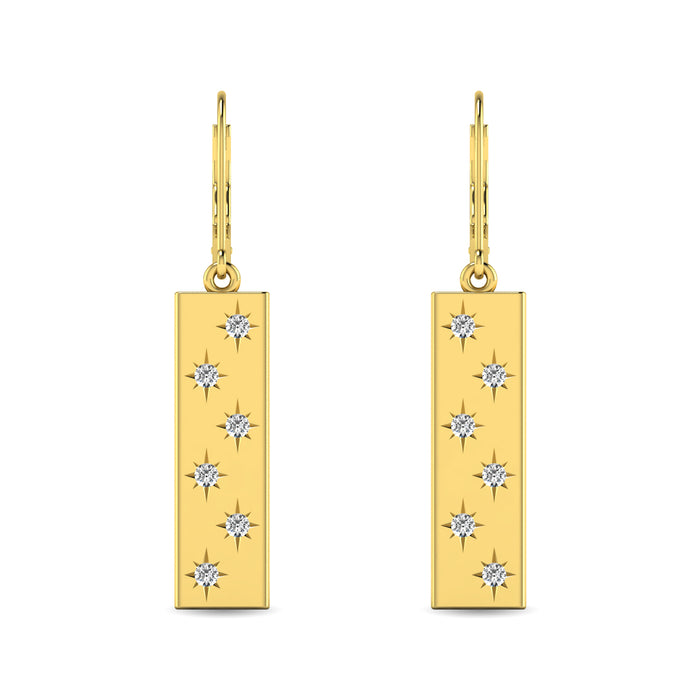 Diamond 1/5 ct tw Bar Earrings in 14K Yellow Gold