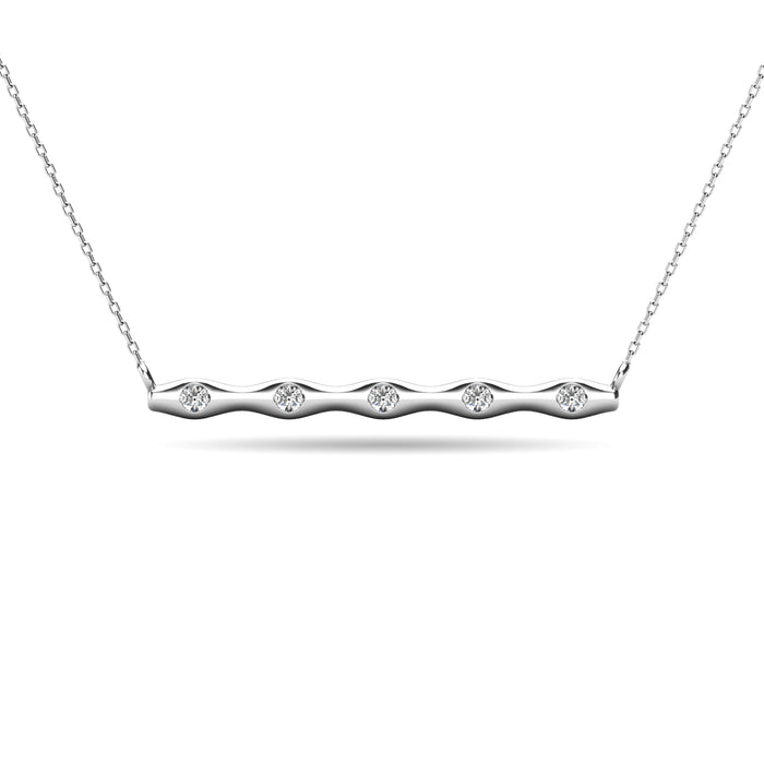 Diamond 1/20 ct tw Bar Necklace in 10K White Gold