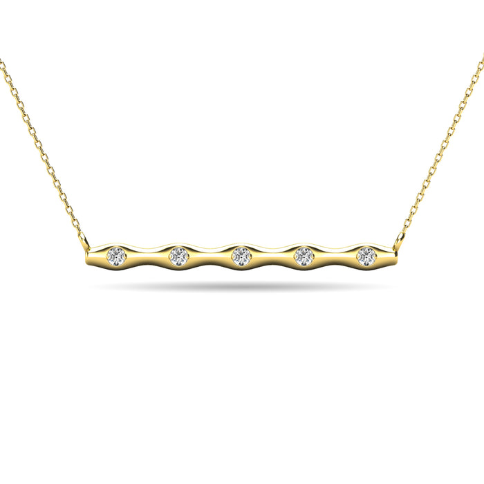 Diamond 1/20 ct tw Bar Necklace in 10K Yellow Gold