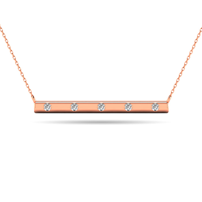 Diamond 1/20 ct tw Bar Necklace in 10K Rose Gold