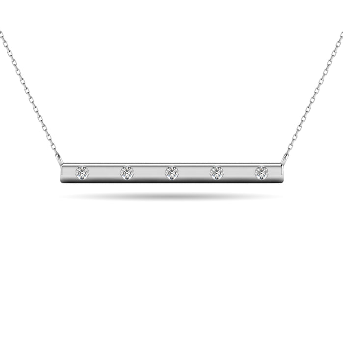 Diamond 1/20 ct tw Bar Necklace in 10K White Gold