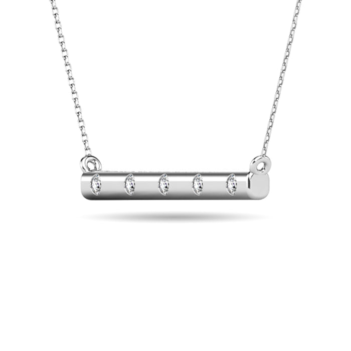 Diamond 1/20 ct tw Bar Necklace in 10K White Gold