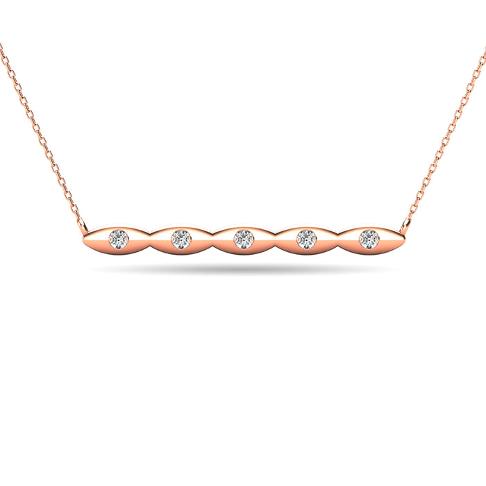 Diamond 1/20 ct tw Bar Necklace in 10K Rose Gold