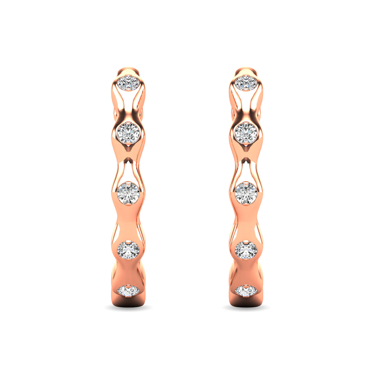 Diamond 1/10 ct tw Hoop Earrings in 10K Rose Gold