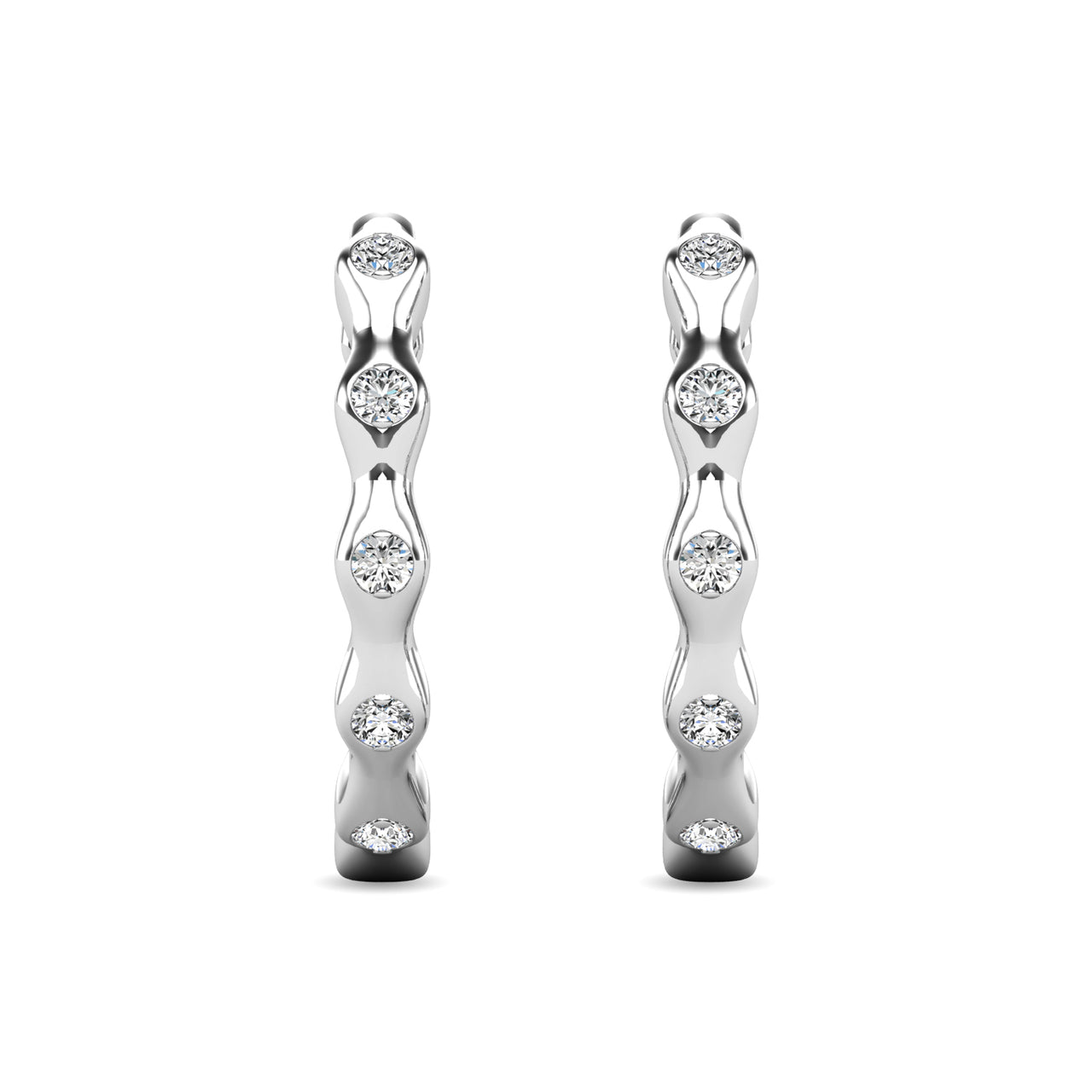 Diamond 1/10 ct tw Hoop Earrings in 10K White Gold