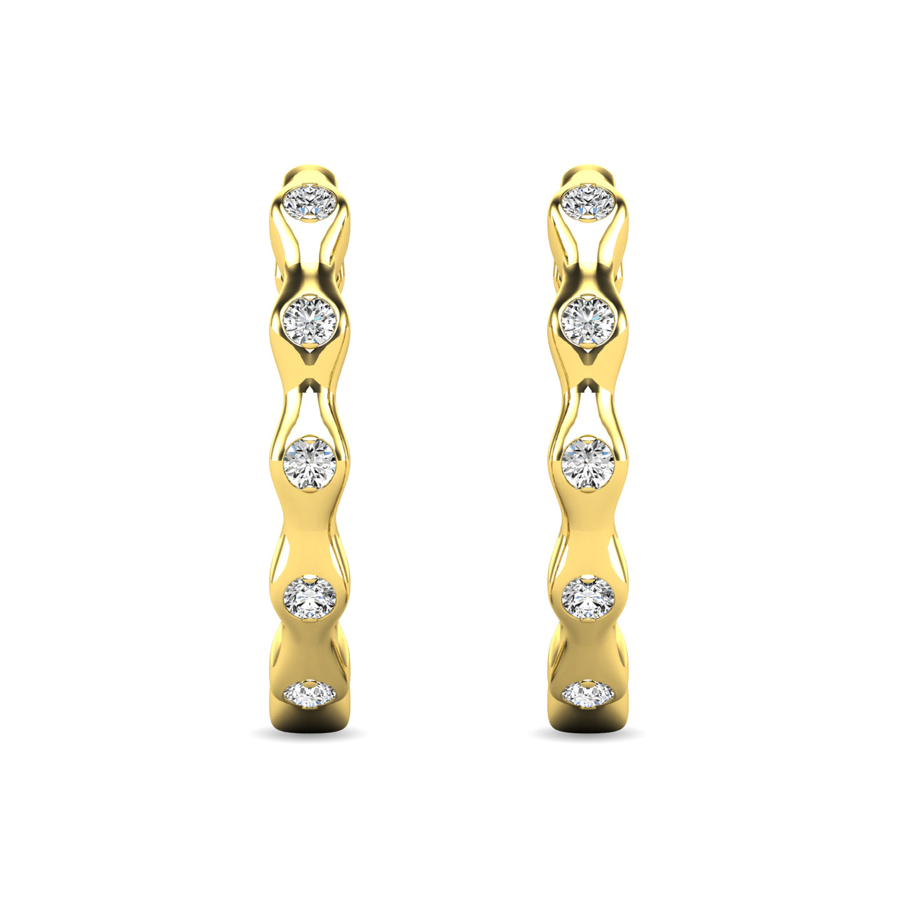 Diamond 1/10 ct tw Hoop Earrings in 10K Yellow Gold