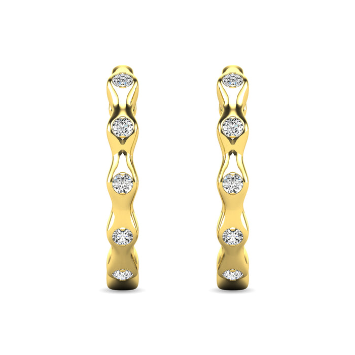 Diamond 1/10 ct tw Hoop Earrings in 10K Yellow Gold