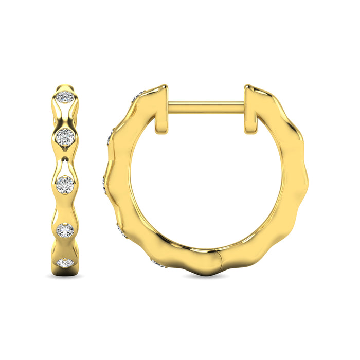 Diamond 1/10 ct tw Hoop Earrings in 10K Yellow Gold