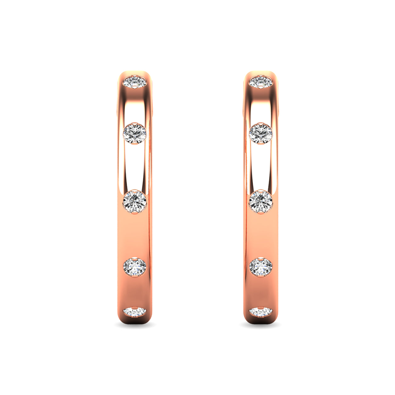 Diamond 1/10 ct tw Hoop Earrings in 10K Rose Gold