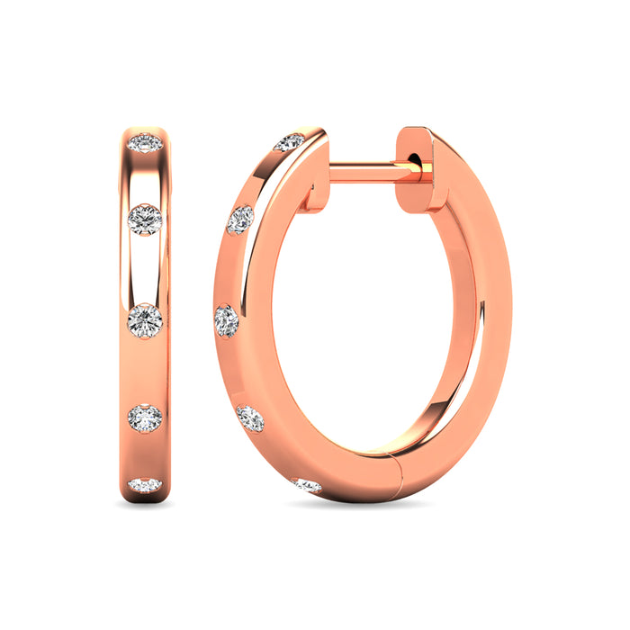 Diamond 1/10 ct tw Hoop Earrings in 10K Rose Gold