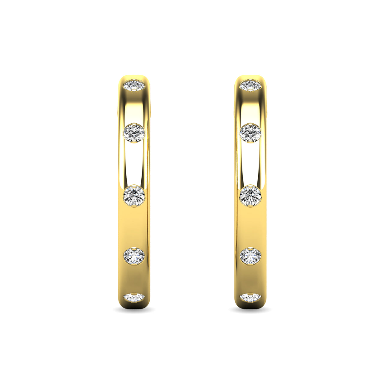 Diamond 1/10 ct tw Hoop Earrings in 10K Yellow Gold