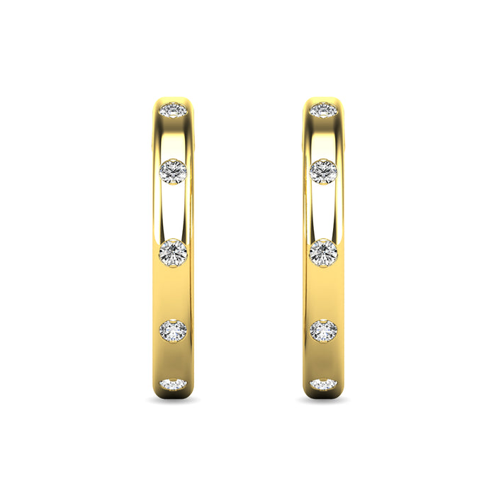 Diamond 1/10 ct tw Hoop Earrings in 10K Yellow Gold