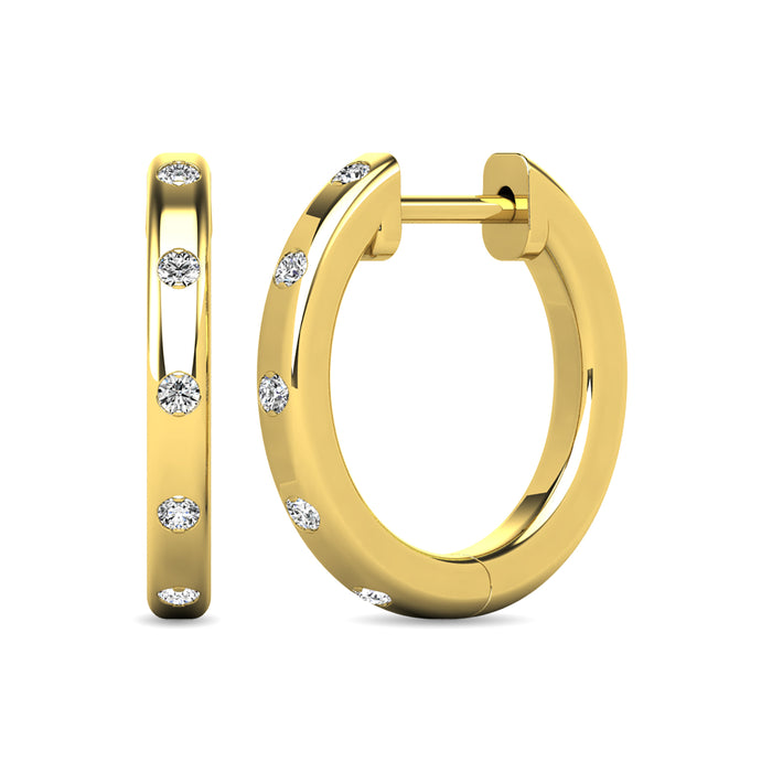 Diamond 1/10 ct tw Hoop Earrings in 10K Yellow Gold