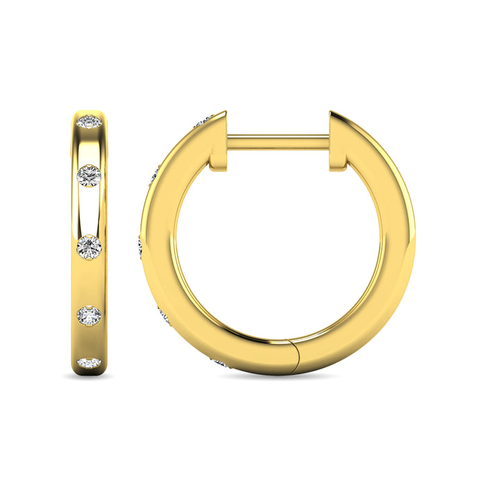 Diamond 1/10 ct tw Hoop Earrings in 10K Yellow Gold