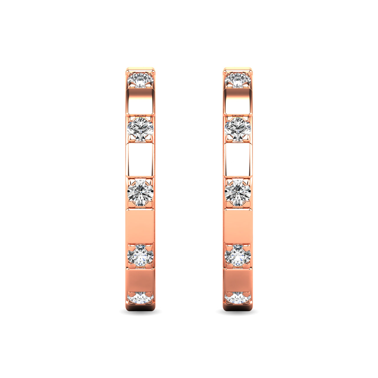 Diamond 1/10 ct tw Hoop Earrings in 10K Rose Gold