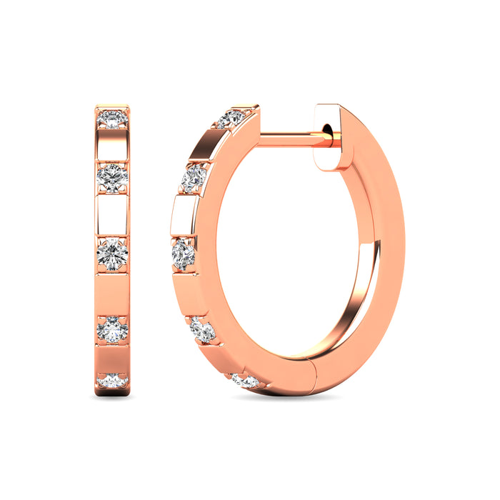 Diamond 1/10 ct tw Hoop Earrings in 10K Rose Gold