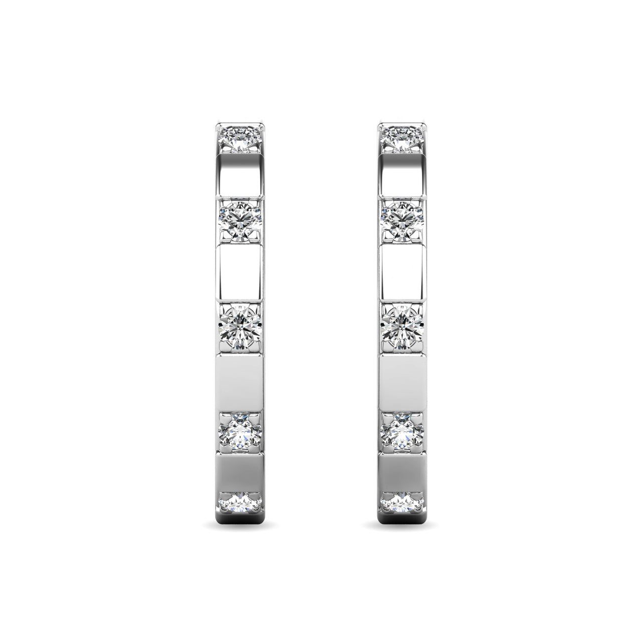 Diamond 1/10 ct tw Hoop Earrings in 10K White Gold