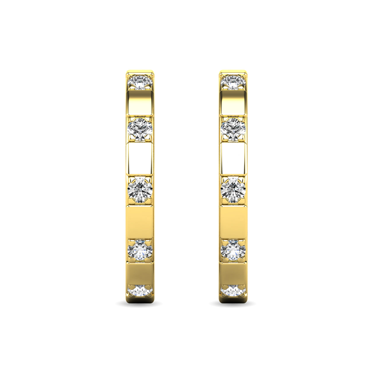 Diamond 1/10 ct tw Hoop Earrings in 10K Yellow Gold