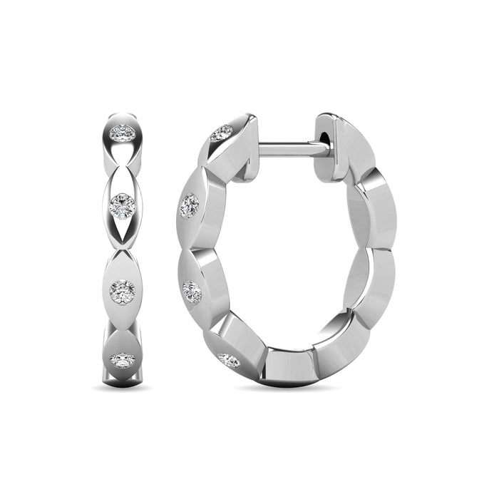 Diamond 1/10 ct tw Hoop Earrings in 10K White Gold