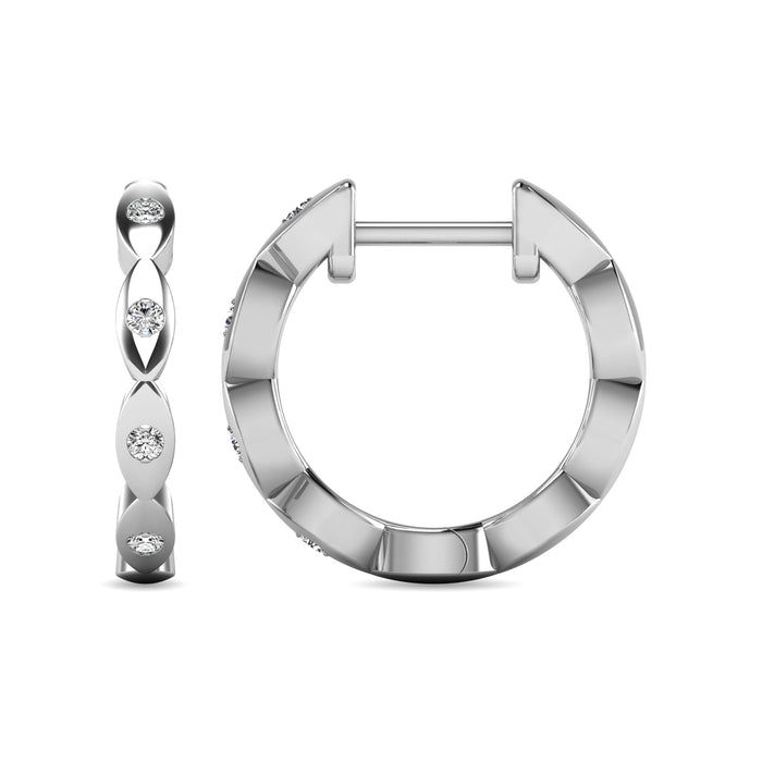 Diamond 1/10 ct tw Hoop Earrings in 10K White Gold