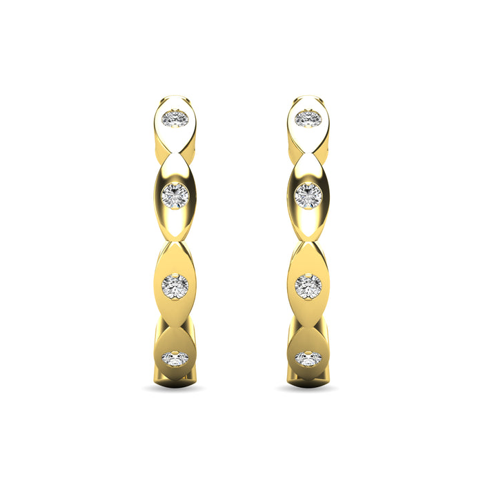 Diamond 1/10 ct tw Hoop Earrings in 10K Yellow Gold