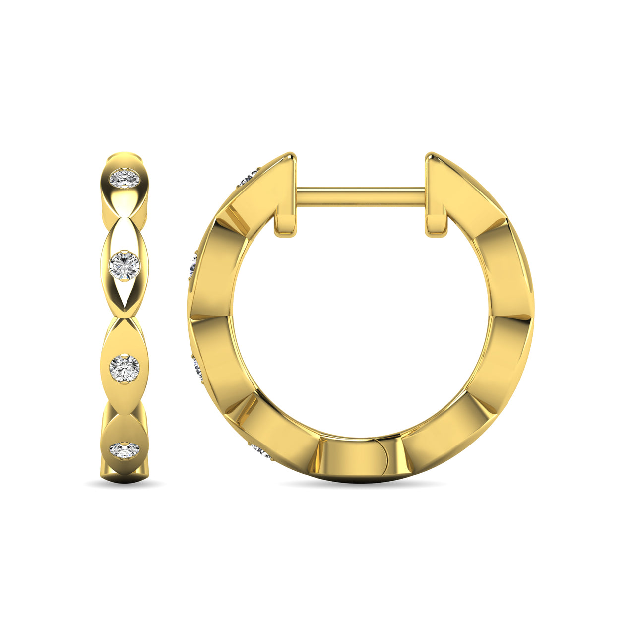 Diamond 1/10 ct tw Hoop Earrings in 10K Yellow Gold