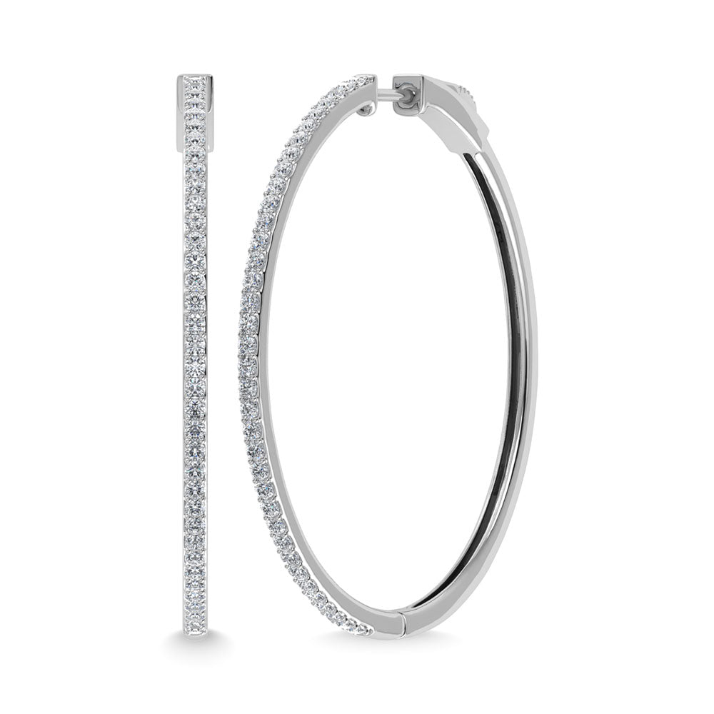 Diamond  1 1/3 Ct.Tw. Hoop Earrings in 10K White Gold