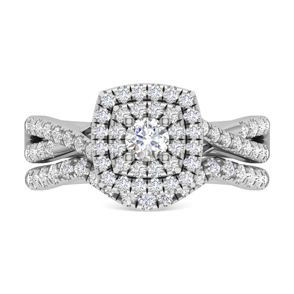Diamond 1 Ct.Tw. Round Cut Bridal Ring in 14K White Gold