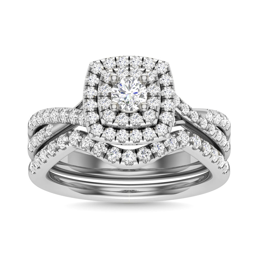 Diamond 1 Ct.Tw. Round Cut Bridal Ring in 14K White Gold