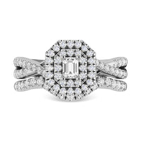 Thumbnail for Diamond 1 Ct.Tw. Emerald Cut Bridal Ring in 14K White Gold
