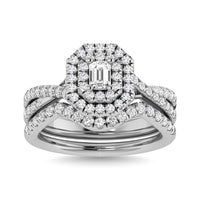 Thumbnail for Diamond 1 Ct.Tw. Emerald Cut Bridal Ring in 14K White Gold