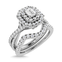 Thumbnail for Diamond 1 Ct.Tw. Emerald Cut Bridal Ring in 14K White Gold