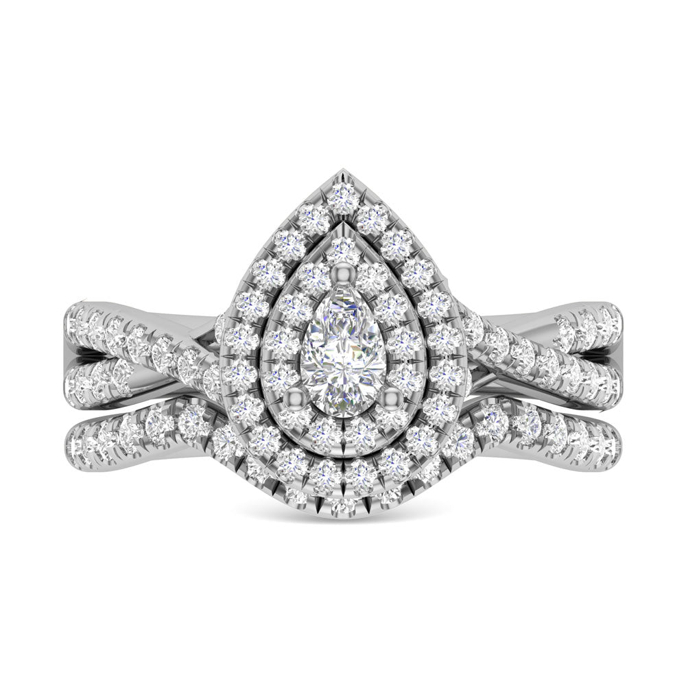 Diamond 1 Ct.Tw. Pear Cut Bridal Ring in 14K White Gold