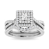 Thumbnail for Diamond 1 Ct.Tw. Princess Cut Bridal Ring in 14K White Gold