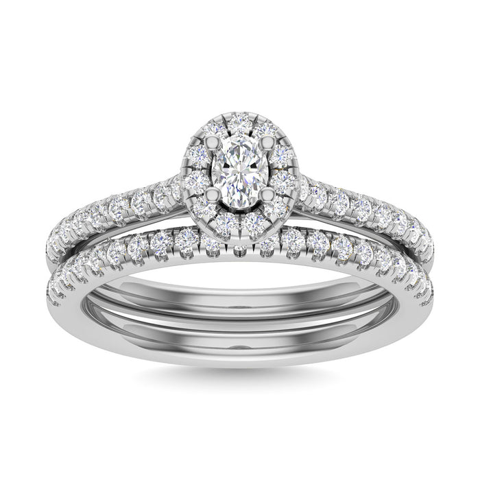 Diamond 3/4 Ct.Tw. Oval Cut Bridal Ring in 14K White Gold