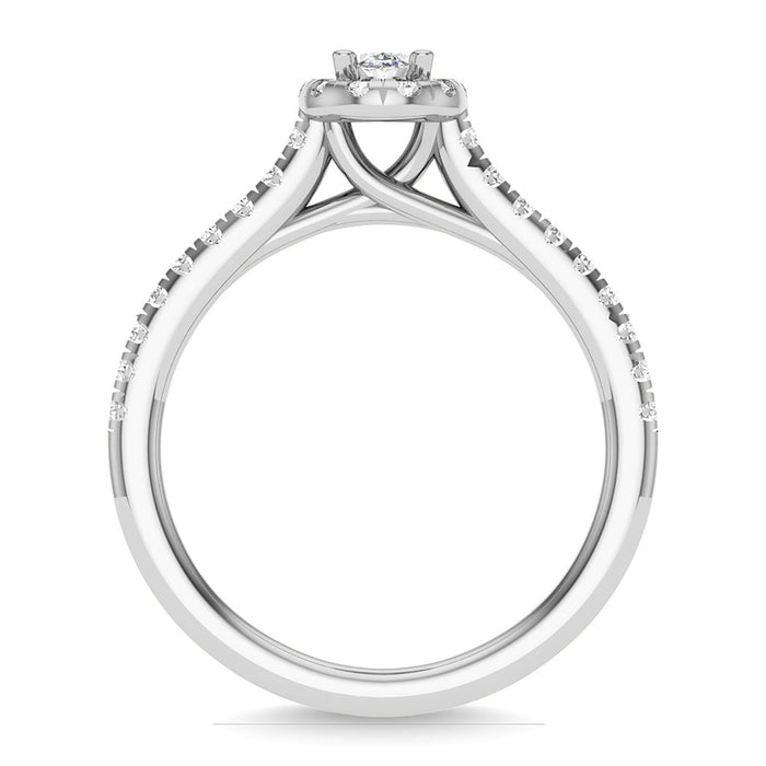 Diamond 3/4 Ct.Tw. Oval Cut Bridal Ring in 14K White Gold