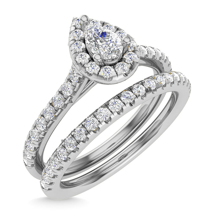 Diamond 3/4 Ct.Tw. Pear Cut Bridal Ring in 14K White Gold