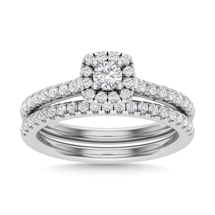 Diamond 3/4 Ct.Tw. Round Cut Bridal Ring in 14K White Gold