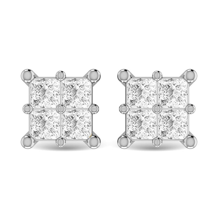 Diamond 1/2 Ct.Tw. Princess Cut Fashion Earrings in 14K White Gold