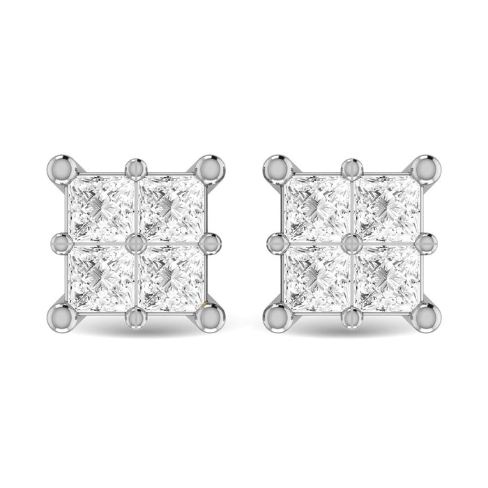 Diamond 1/6 Ct.Tw. Princess Cut Fashion Earrings in 14K White Gold